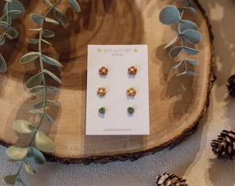 Autumn Floral Polymer Clay Stud Pack | Fun Autumn Jewellery Earrings | Handmade