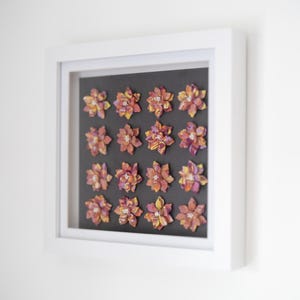 Warm Marbled Colourful Floral Art Frame | 18cm Square White Frame | Clay Wall Decor 3D Floral Art