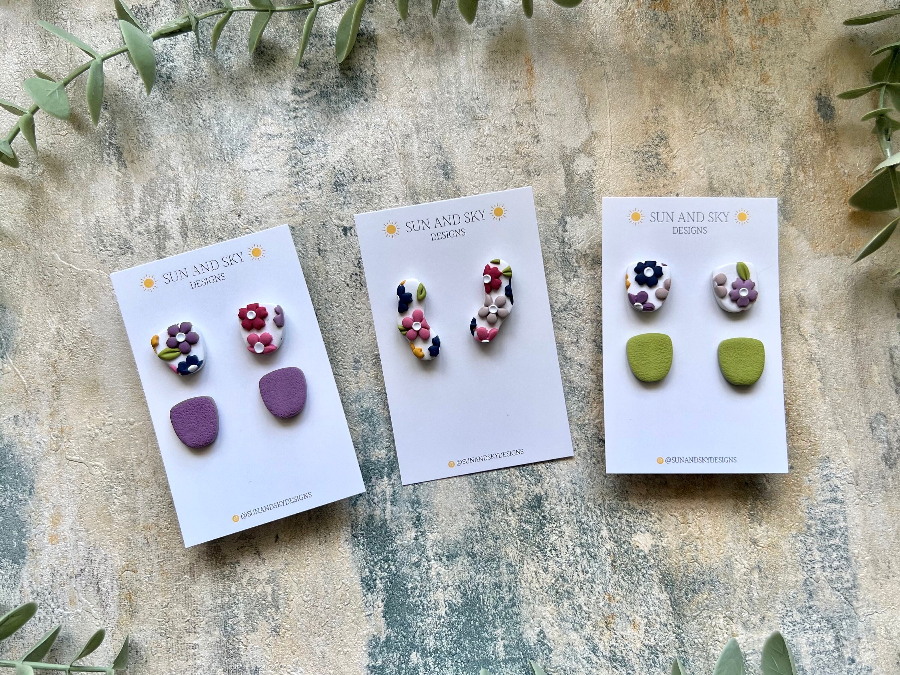 Rainbow Floral One Of A Kind Polymer Clay Earrings | Daisy Flower Stud Summer Fashion Handmade