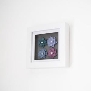 Cool Multicoloured Colourful Floral Art Frame | 10cm Square White Frame | Clay Wall Decor 3D Floral Art