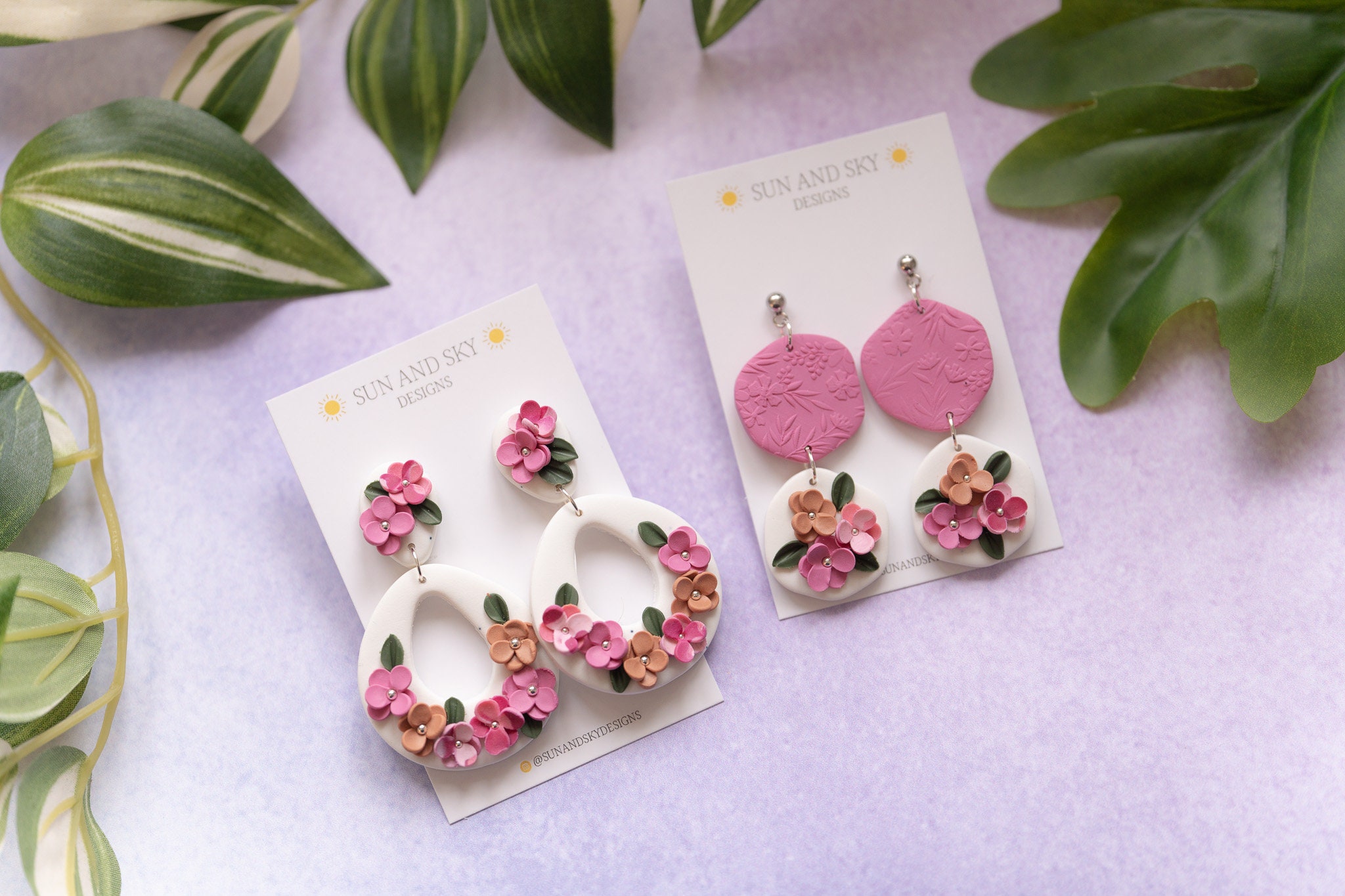 Pink clay earrings discount