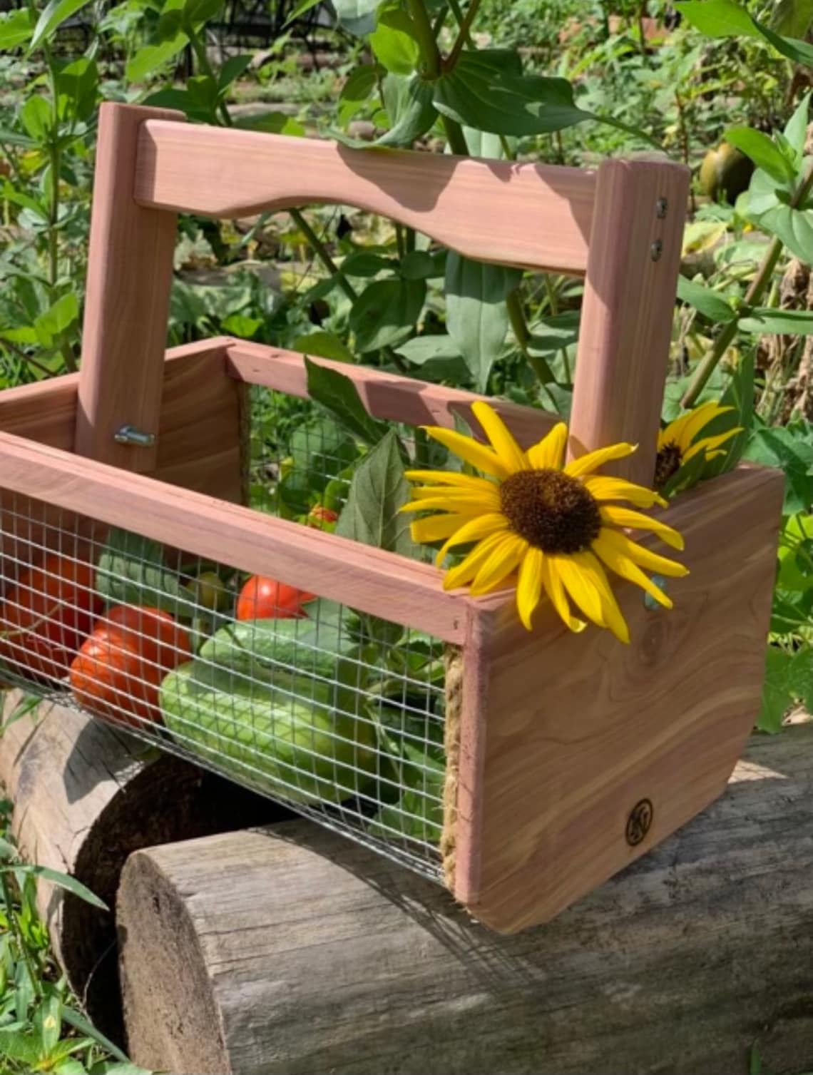 Cedar Garden Harvest Basket Cedar Wood Garden Tote Garden Hod Etsy