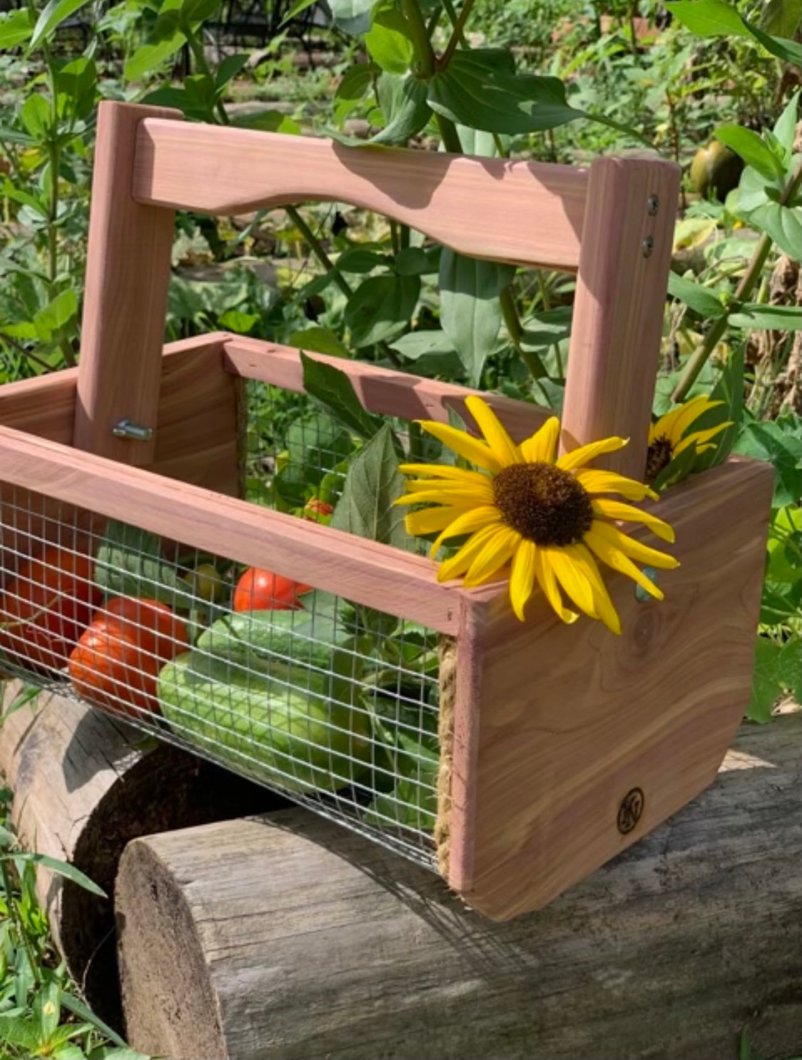 Cedar Garden Harvest Basket Cedar Wood Garden Tote Garden Hod Etsy