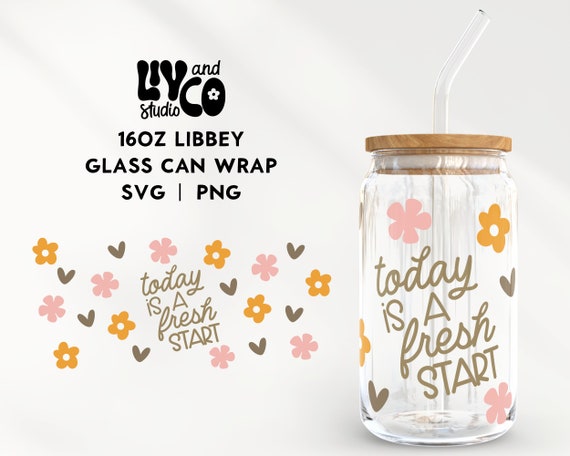 Coffee mug with stars  16oz Libbey Glass Can Wrap