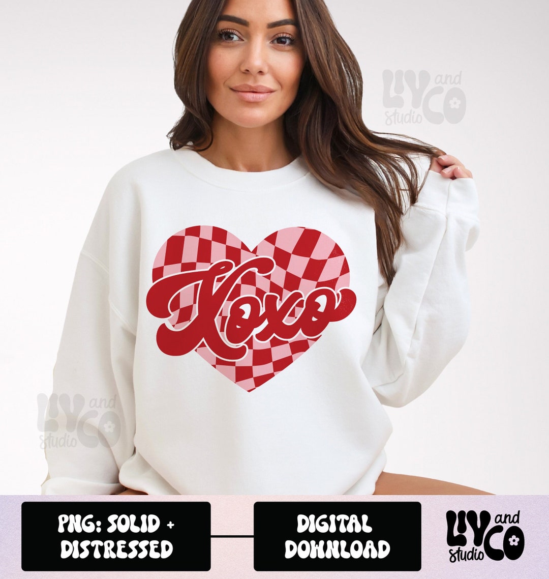 Xoxo Checkered Heart Png, Valentine Sublimation, Retro Valentine Png ...