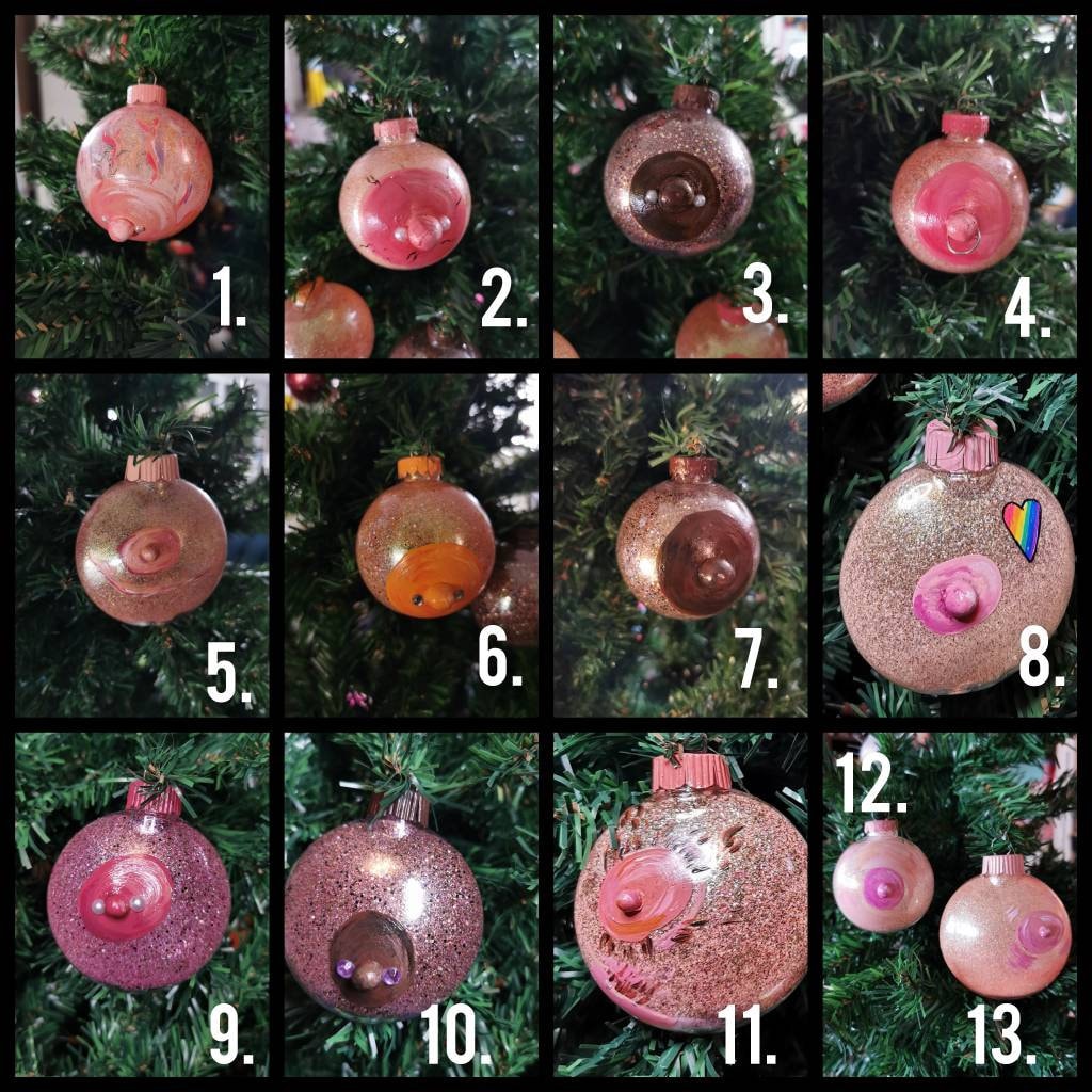 Nipple and Boob Glitter Ornaments for Christmas/ Holiday Novelty  Handpainted -  Canada