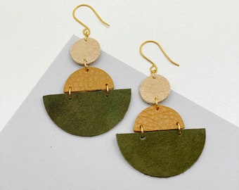 SAGO // Semi-Circle Leather & Suede Statement Earrings