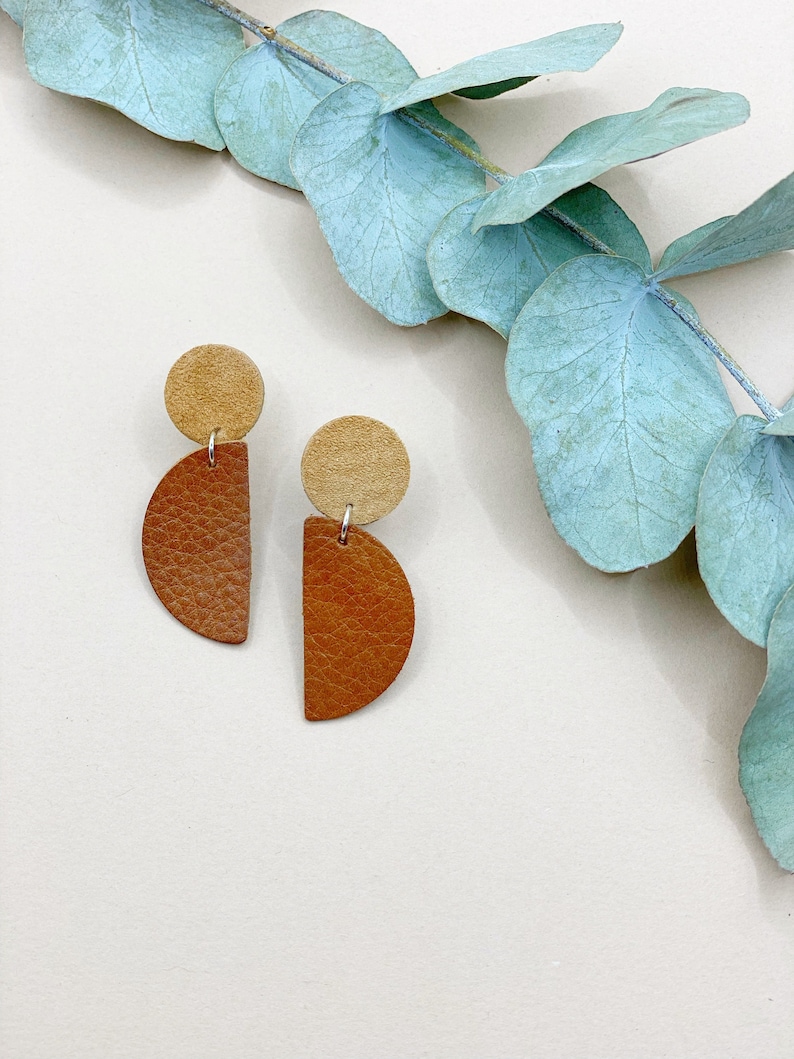 CROTON // Semi-Circle Leather Stud Earrings image 1