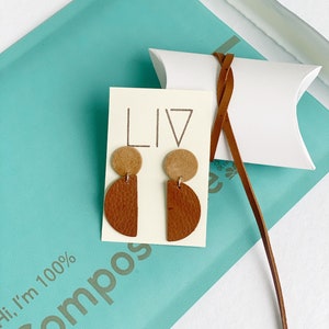 CROTON // Semi-Circle Leather Stud Earrings image 7