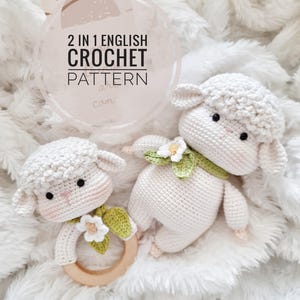 Crochet pattern Lamb, amigurumi lamb pattern, crochet lamb rattle pattern
