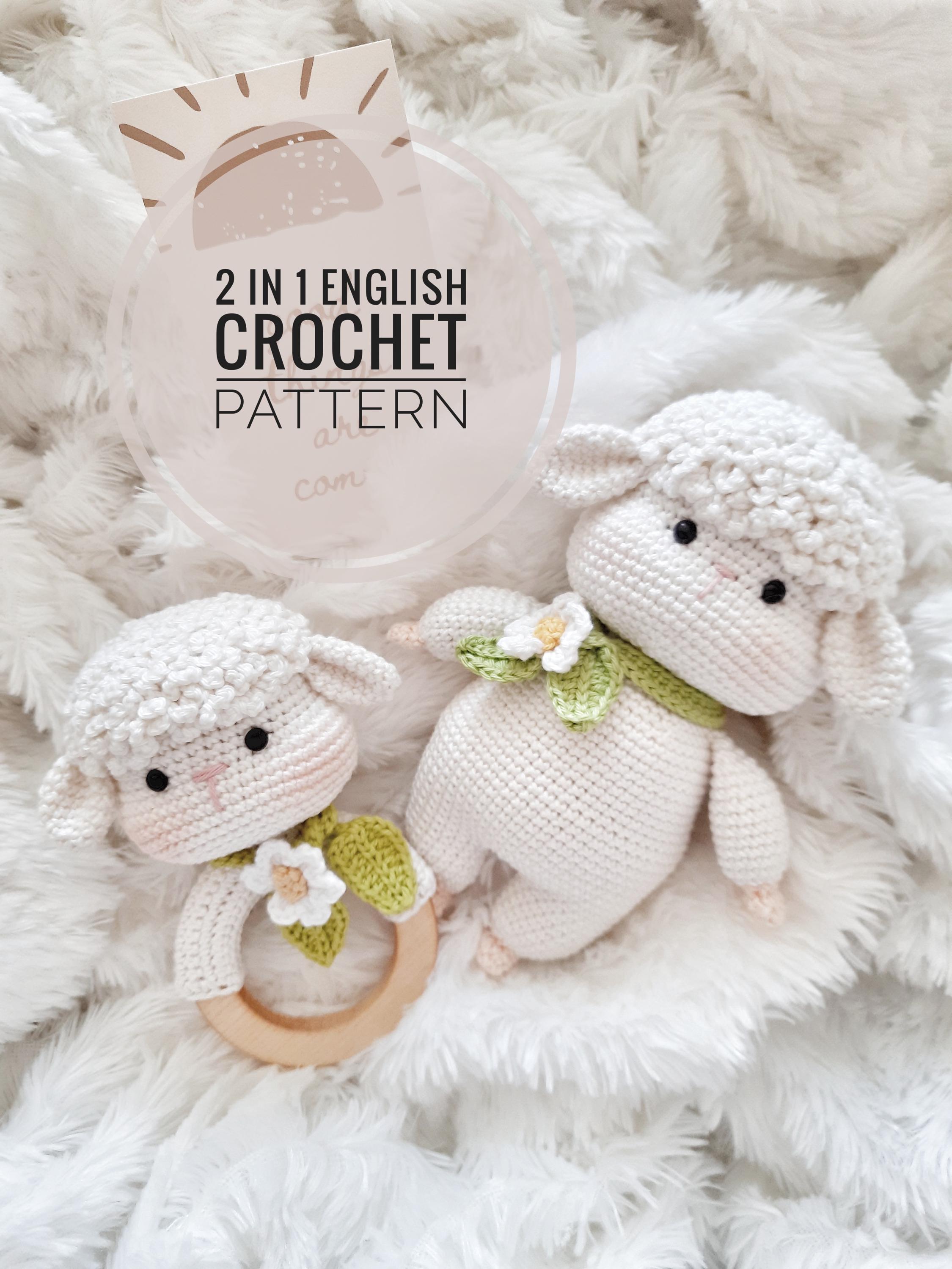 Crochet pattern Lamb, amigurumi lamb pattern, crochet lamb rattle pattern