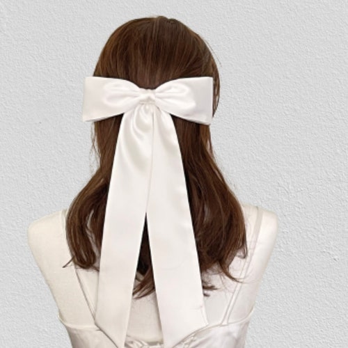 Satin Long Tail Hair Bow for Women - Etsy