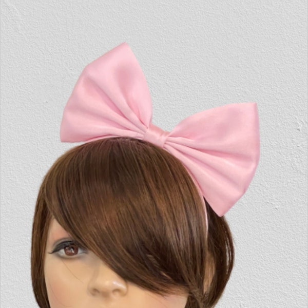 Pink headband, satin bow headband for women and girls,