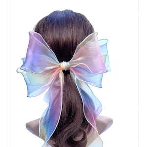  1PC Satin Hair Bows for Women Large Hair Barrettes Ribbon for  Girls Giant Long Bow Hair Clips Ponytail Holder Silk Big Hair Clips  Accessories for Women(White) : Beauty & Personal