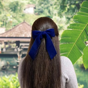 Royal blue velvet ribbon hair bow velvet short ribbon bow hair   Clip