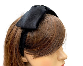 Black Velvet Bow Headband: Handmade Hair Accessory