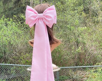 Pink hair bow, oversized pink bow, detachable bow for dress,   tails Removable bow, bridal bow, wedding bow, hair wedding accessories