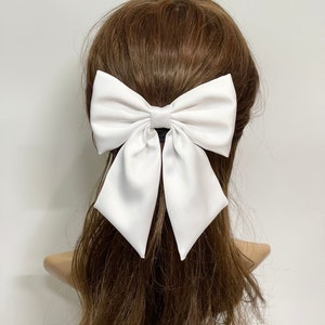 Weiß Satin Haarschleife Hochzeit Blumenmädchen Alligator Clip