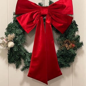 Handmade Red Velvet Christmas Bow: Holiday Decor, Bridal Shower, Wedding