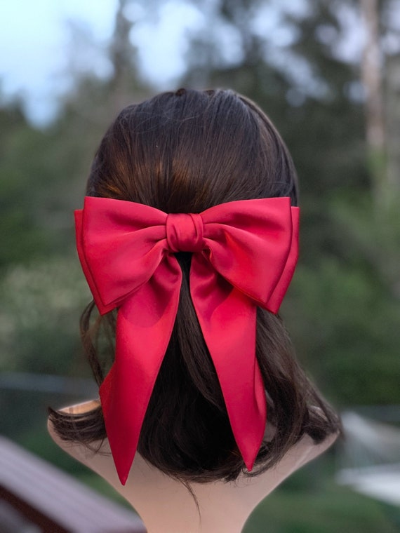 Silk Satin Soft White Hair Bow, Double Bow Hair Clip Short Silk Satin Soft White Hair Bow, Double Bow Hair Clip Short
