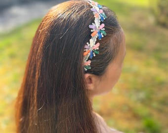 Crystal Floral Hair Accessory | Sparkly Festival Headpiece for Parties, Wedding & Special Events