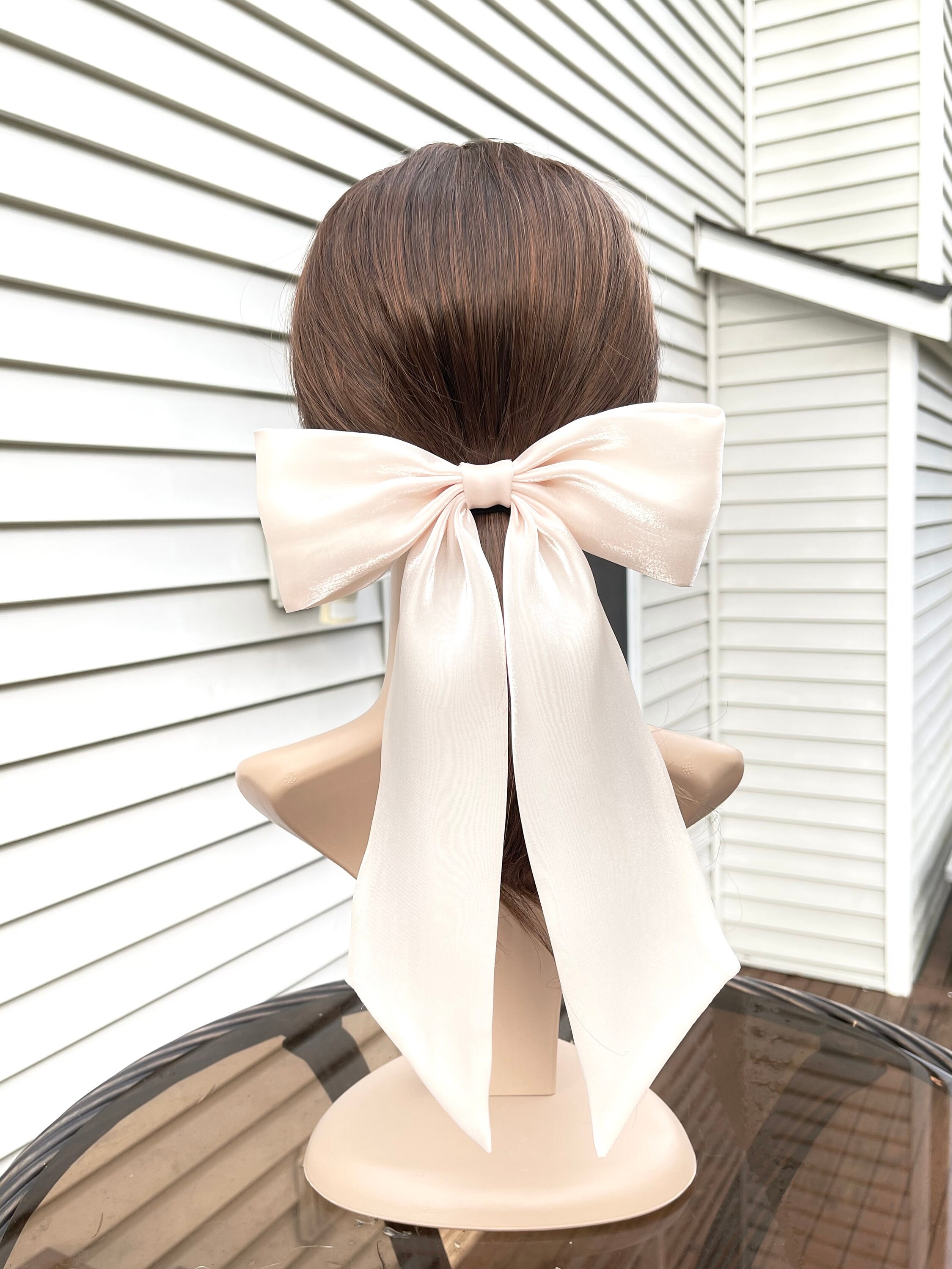 Glossy Organza Bow, Women Hair Bows, Wedding Hair Bow, Bridal Shower Gift,  Hair Accessories 