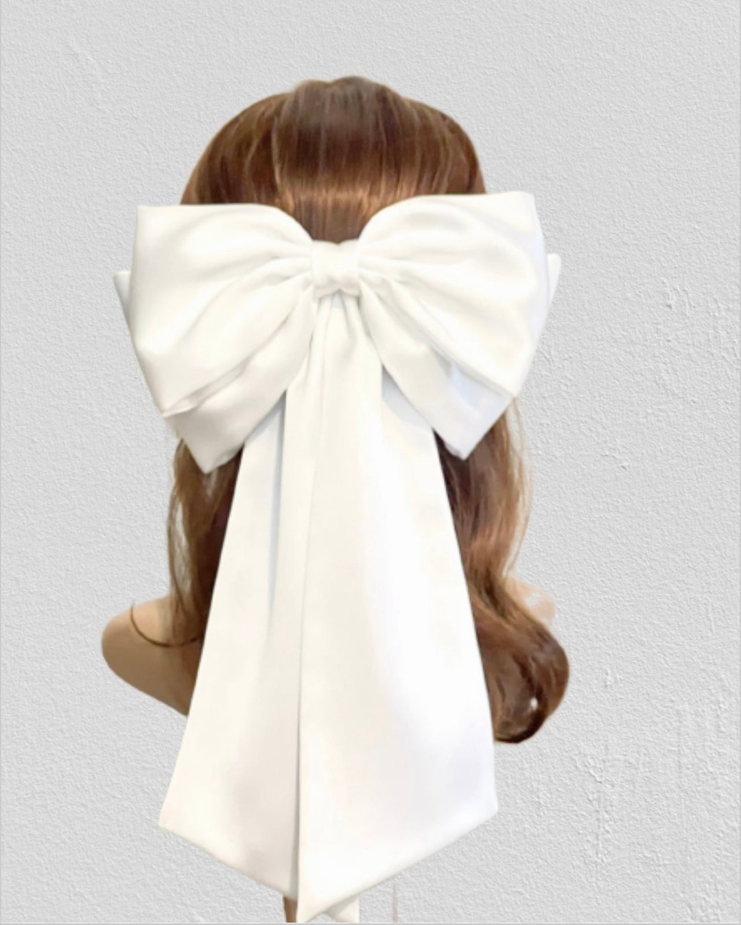 Satin Giant Hair Bow , Oversized Women Hair Bows, White Hair Bow Bridal Bow Wedding Bow, Hair