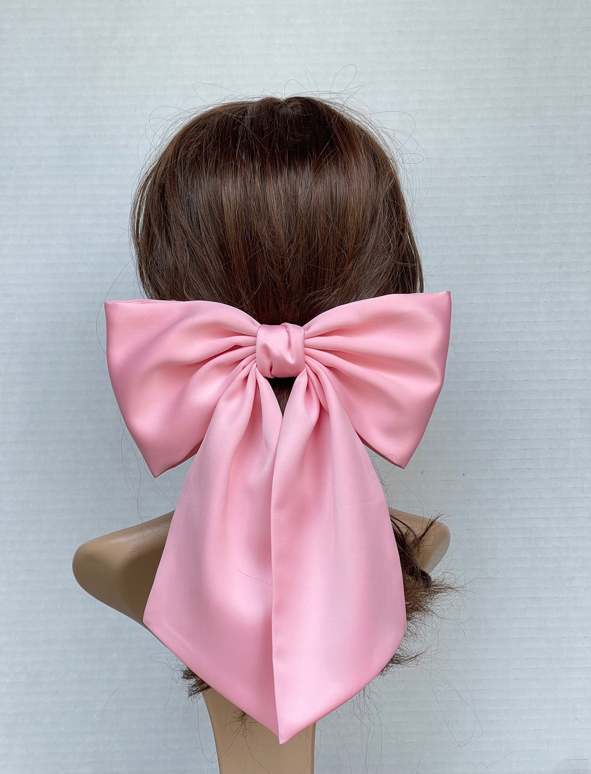 Pink Bow for Girls. Double Satin Pink Bow. Pink Bow Barrette for