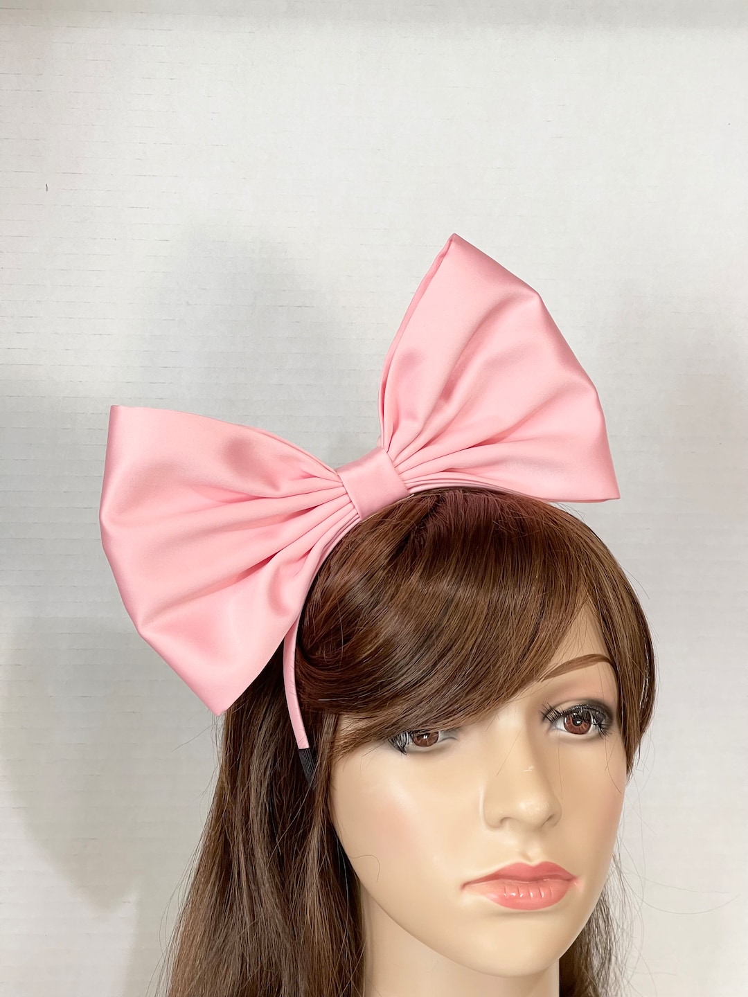 Pink Satin Bow Headband Girl & Adult Hair Accessory - Etsy display picture 2