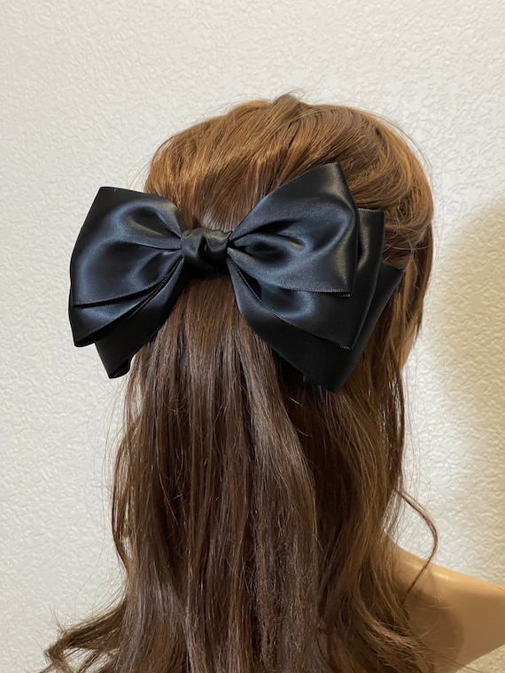 Big Hair Bows for Women Girl 7 Velvet Black Hair Clip Accessories