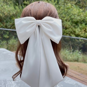 XL satin hair bow, giant satin bow, wedding hair bow, wedding dress bow, hair bow for women, hair barrette. wedding, bridal, image 4