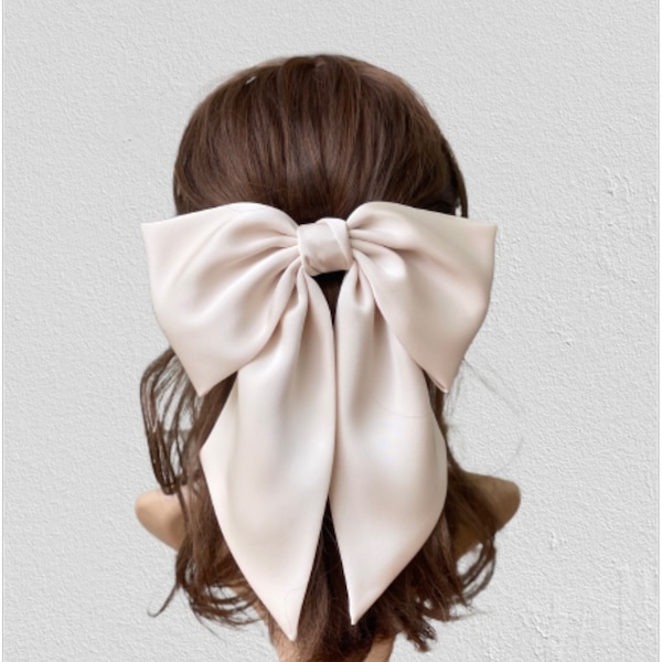 silk satin giant hair bow, satin bow clip, oversized bow, hair bow, bow clip. barrette clip, hair bow women, hair accessories