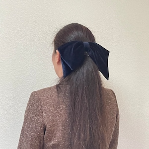 Black Velvet Hair Bow: Chunky Women&#39;s Barrette (12x4.5&quot;)