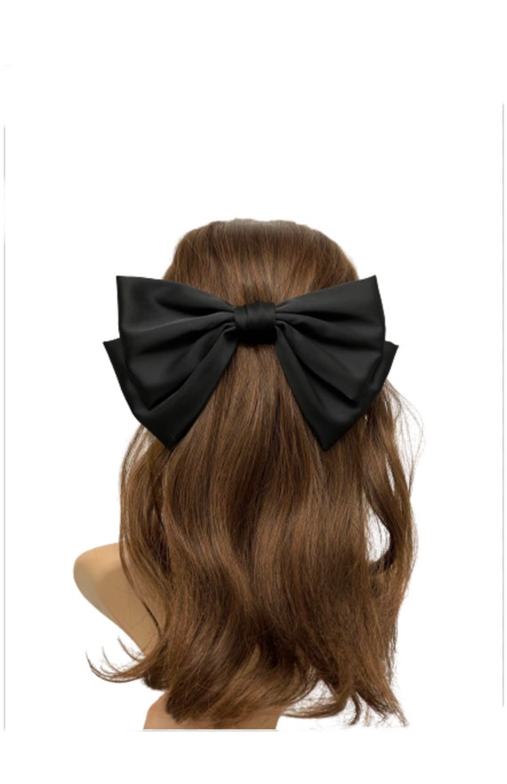 Big Hair Bows for Women Girl 7 Velvet Black Hair Clip Accessories