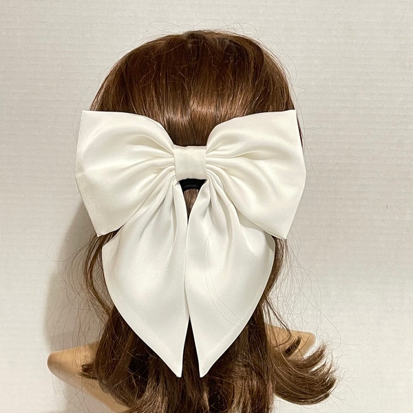 Arabell Satin Hair Bow - White