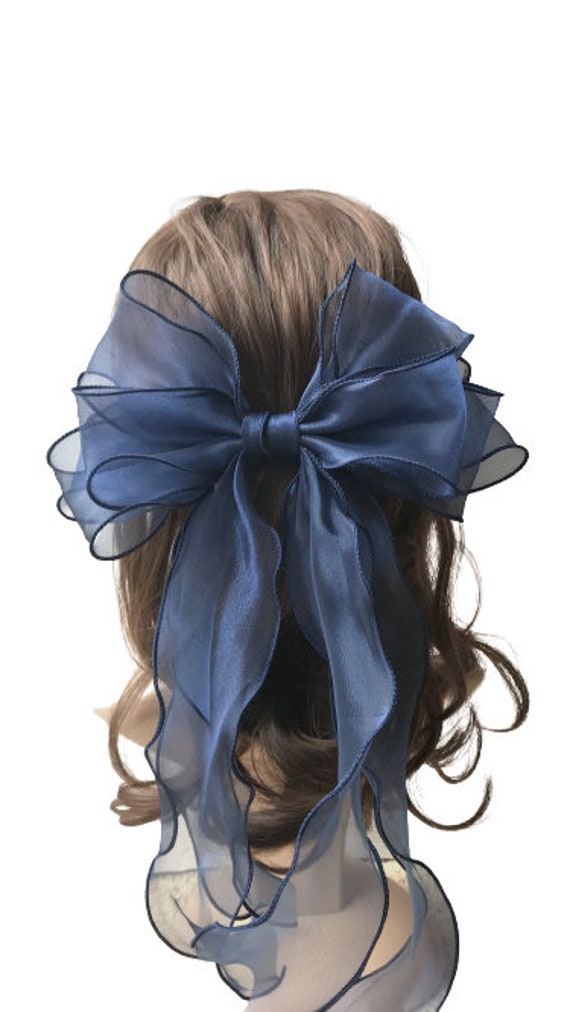 Large Satin Layered Hair Bows Hair Barrettes Clip Long Ribbon Bows Silky  Bowknot with long Tail French Style Hair Accessories for Women Girls 5  Colors Light Colors