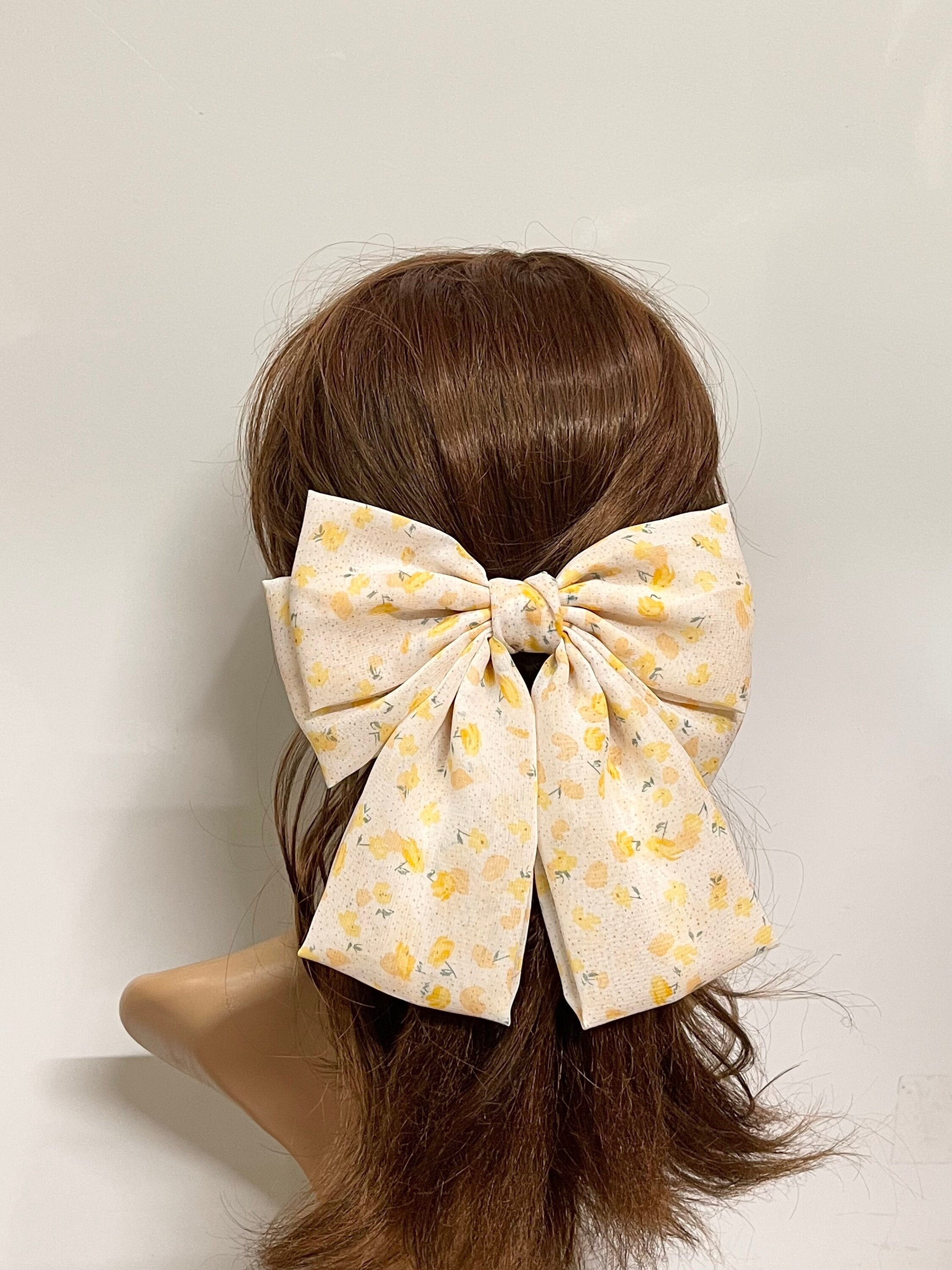 Floral Chiffon Hair Bow Handmade Hair Accessories - Etsy display picture 1