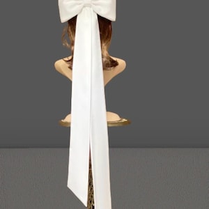Satin Wedding Hair Bow with Long Tails - Handmade Bridal Clip wedding accessories