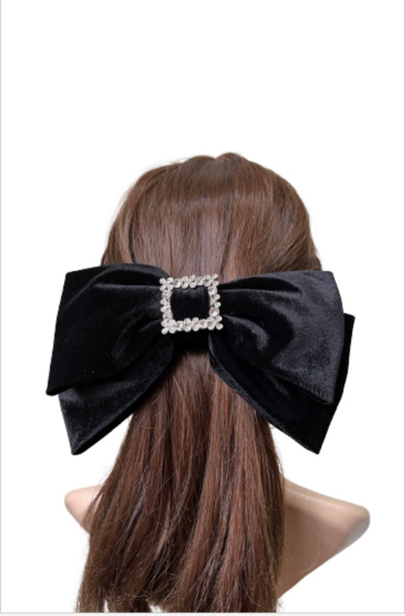 Buy Black Velvet Hair Bow: Rhinestone Buckle, France  display picture 1