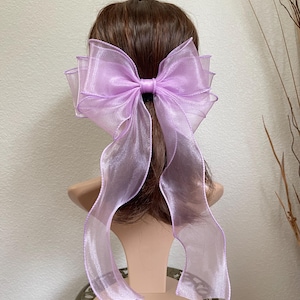 Oversized Chiffon Hair Bow: Long Tail France Barrette