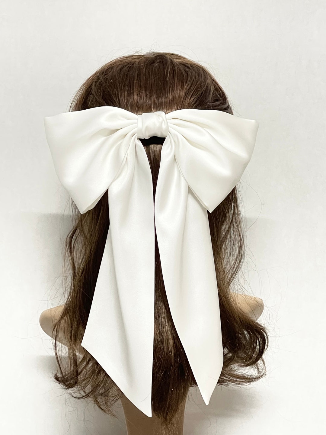 Satin Oversized Bow Wedding Hairstyle White Bow Hair Clip. Etsy — free download