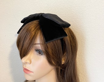 Handmade Velvet Bow Headband, USA black velvet headband