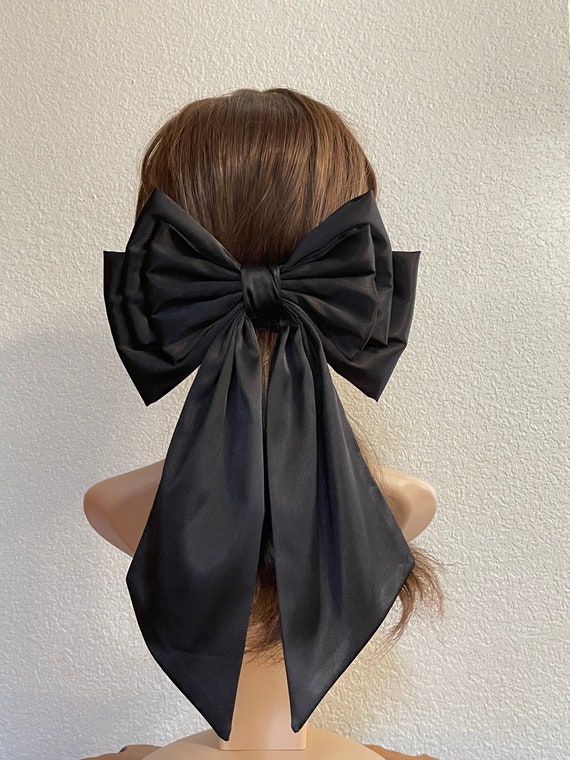 Stylish Bow with Big Ribbon Hair Clip for Women & girls color BLACK