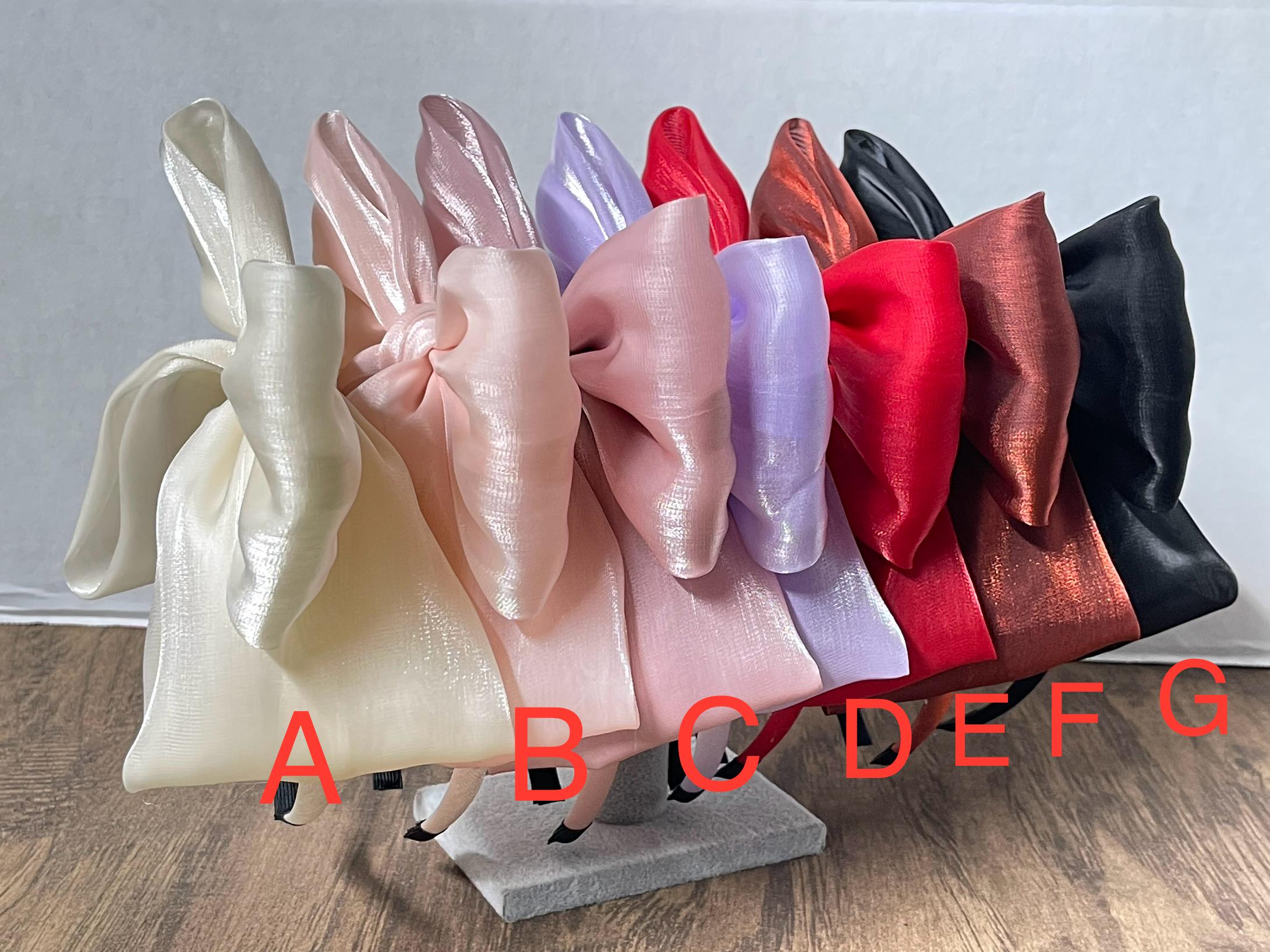 Ribbed neutral bow headband handmade hair accessories, huge silk organza… Amazon.com : CÉLLOT Women 8 main image 4