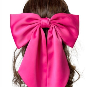 Women giant bow,Stain hair bow, hot pink hair bow, stain bow, hair bow, hair clip bow, women hair accessories