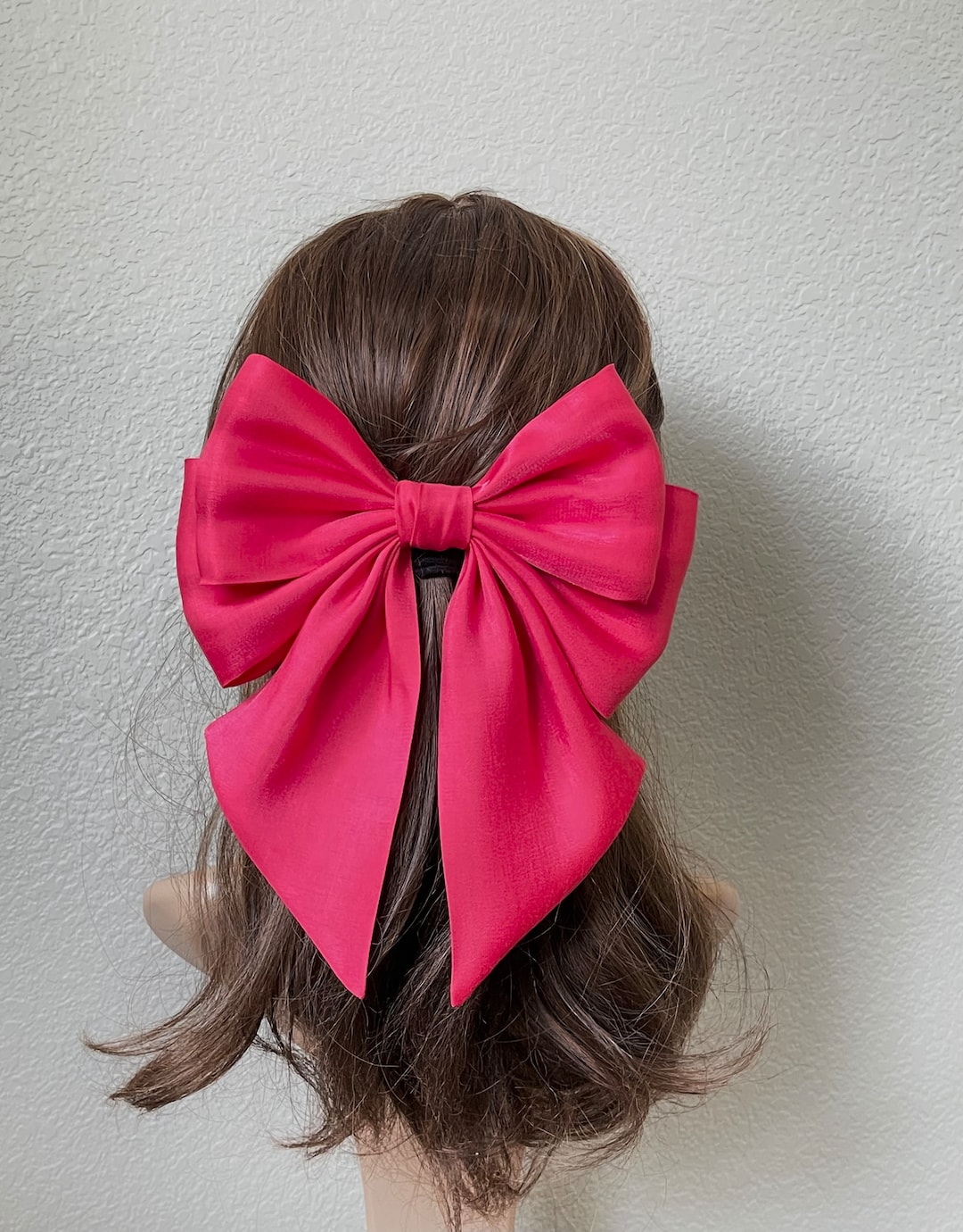 Pearlescent Satin Hair Bow for Women, Bow Barrette for Women