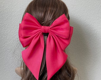 pearlescent Satin  hair bow for women, bow barrette for  women, hair bow hair clip hair accessory