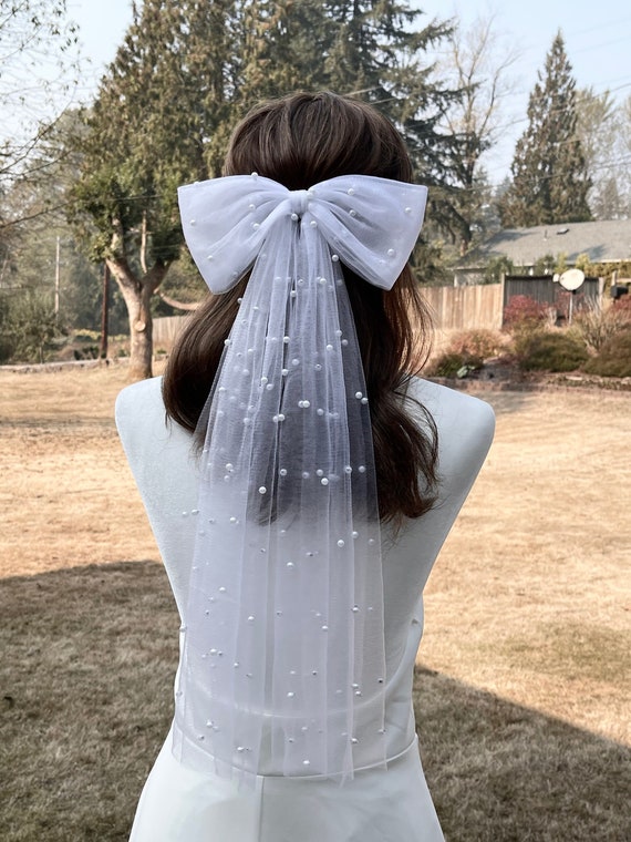 Pearl Tulle Hair Bow