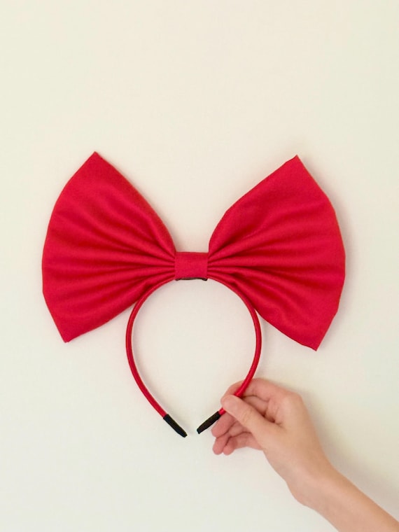 Big Red Satin Bow Headband, Party Hair Accessory - Etsy