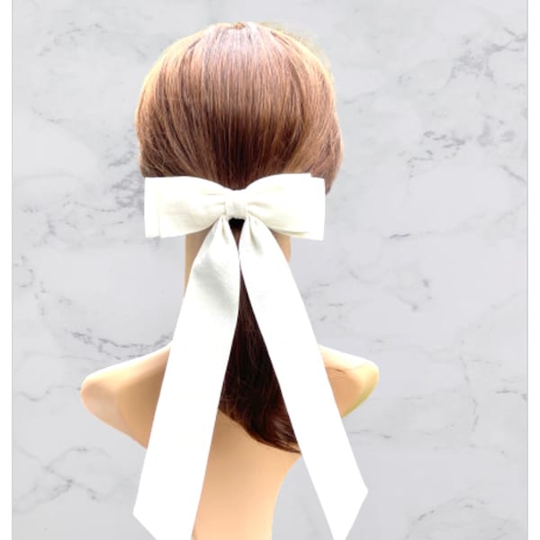 Linen long  bow, Large bow, hair bows for women, hair bow, hair bows, women barrette